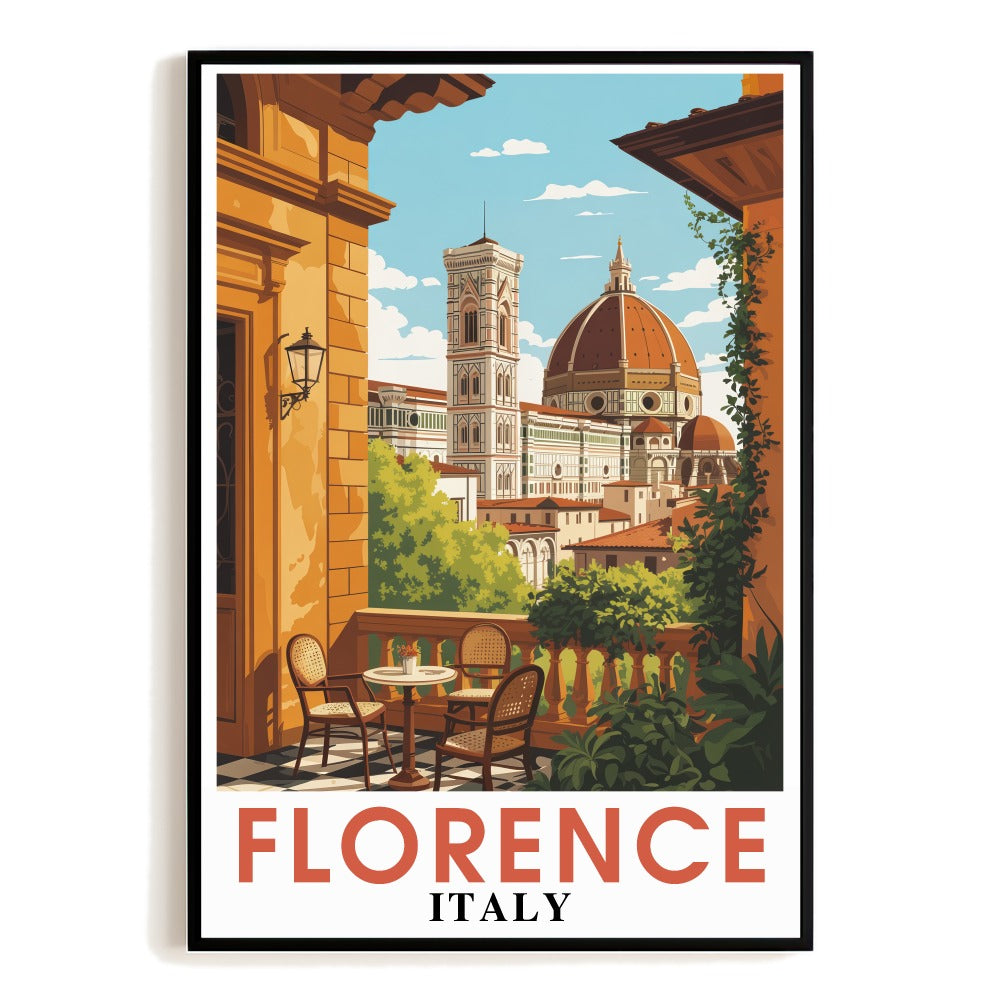 Florence Italy Vintage Travel Poster Duomo Cathedral Iconic Tuscan Wall Art Decor Landscape Print Painting Ideal For Home Office Living Room Bedroom Decor Unframed | siriusteestore