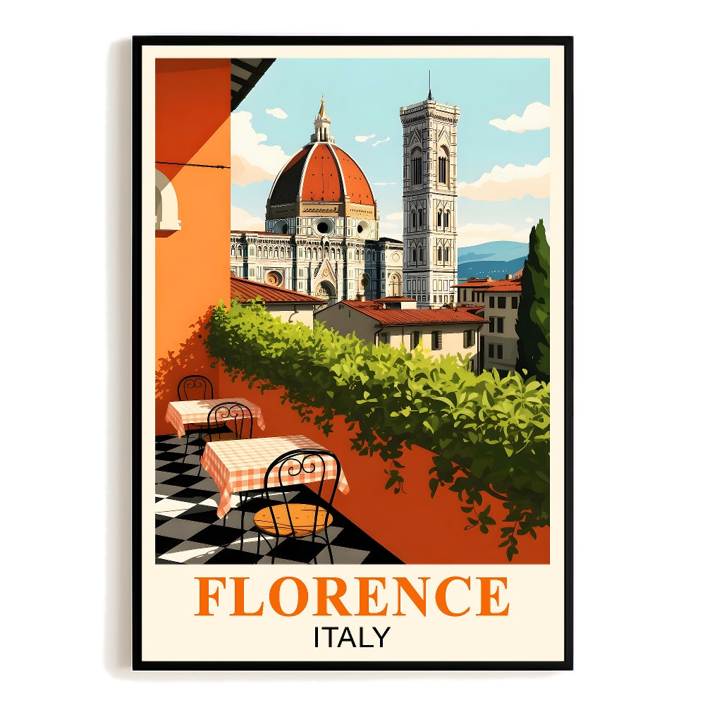 Florence Italy Vintage Travel Poster Iconic Duomo Cathedral Giotto Tower Art Print Souvenir Wall Landscape Print Ideal For Home Living Room Bedroom Decor Unframed | siriusteestore