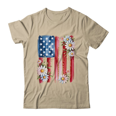 Flower Brushstroke America Flag 4th Of July Jesus Christian Shirt & Tank Top | siriusteestore