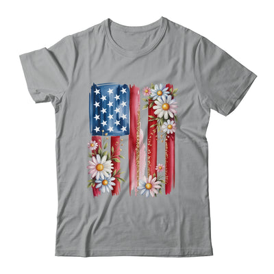Flower Brushstroke America Flag 4th Of July Jesus Christian Shirt & Tank Top | siriusteestore