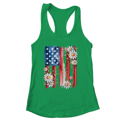 Flower Brushstroke America Flag 4th Of July Jesus Christian Shirt & Tank Top | siriusteestore