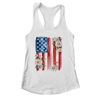 Flower Brushstroke America Flag 4th Of July Jesus Christian Shirt & Tank Top | siriusteestore