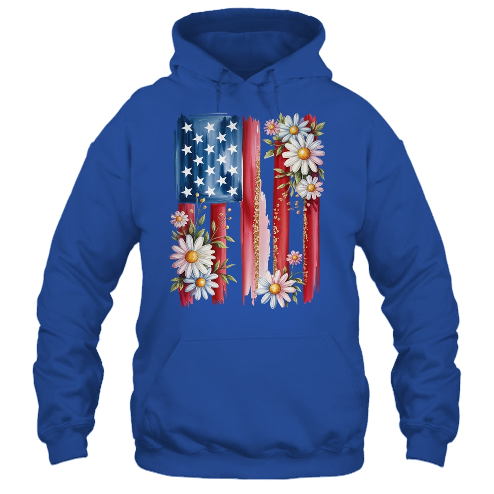 Flower Brushstroke America Flag 4th Of July Jesus Christian Shirt & Tank Top | siriusteestore
