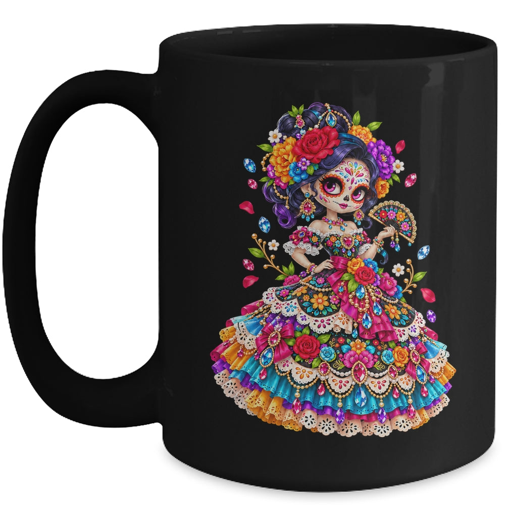 Flower Woman Day Of The Dead Catrina Mexico Skull Women Mug | siriusteestore