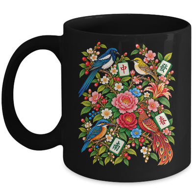Folk Art Mahjong Tiles Birds Floral Mahjong Lovers Mug | siriusteestore