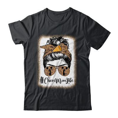 Football Cheer Mom Life Bleached Leopard Messy Bun Women Shirt & Sweatshirt | siriusteestore