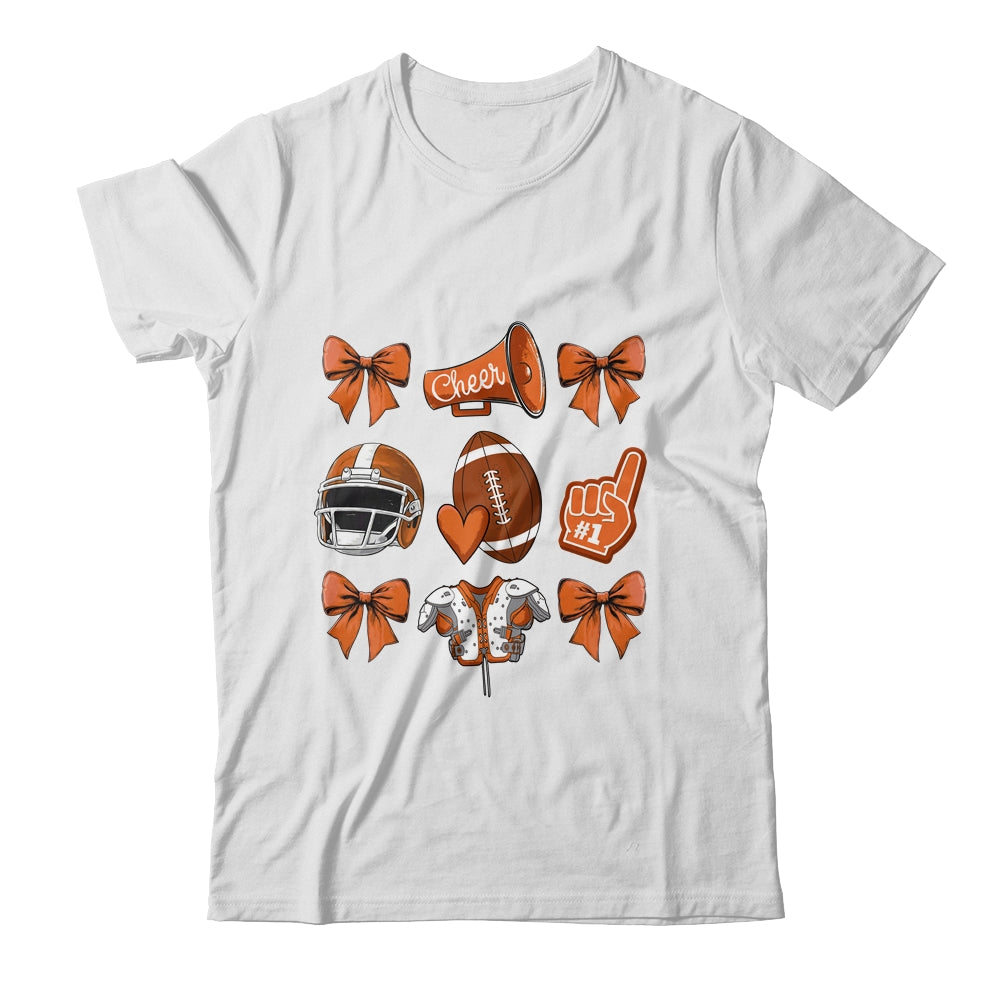 Football Coquette Bow Football Mom Game Cheer Cheerleader Shirt & Sweatshirt | siriusteestore