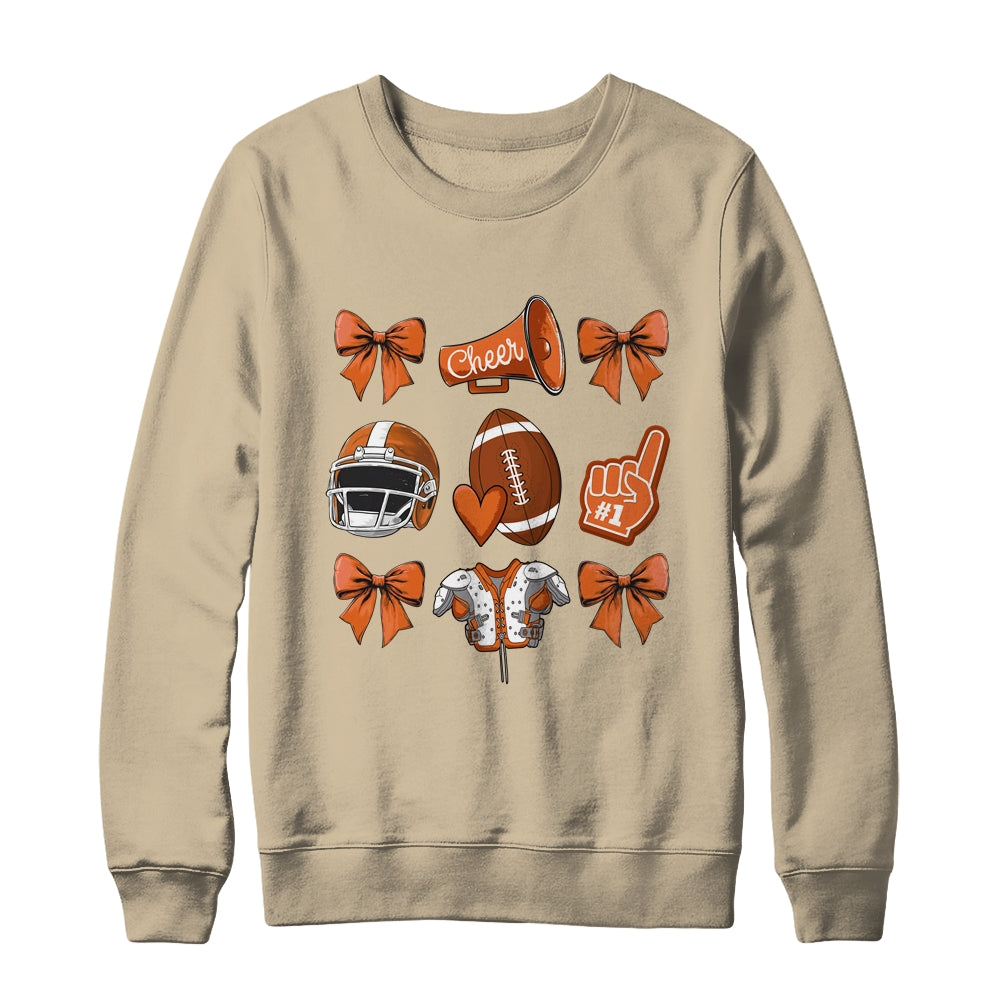 Football Coquette Bow Football Mom Game Cheer Cheerleader Shirt & Sweatshirt | siriusteestore