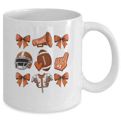 Football Coquette Bow Football Mom Game Cheer Cheerleader Mug | siriusteestore
