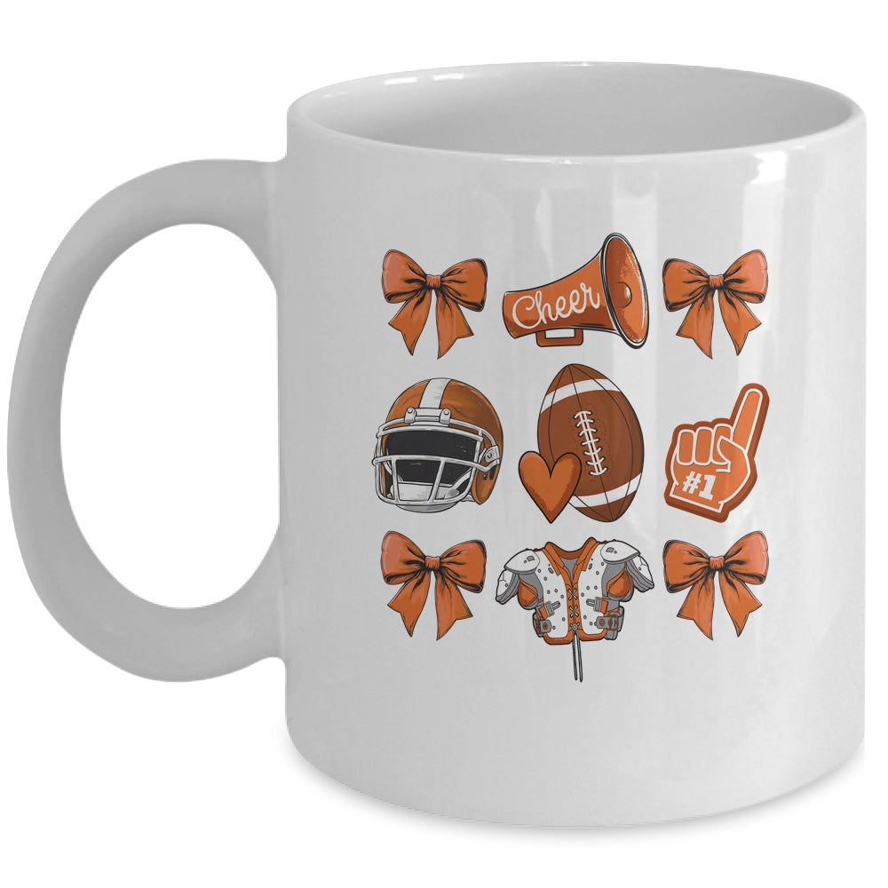 Football Coquette Bow Football Mom Game Cheer Cheerleader Mug | siriusteestore