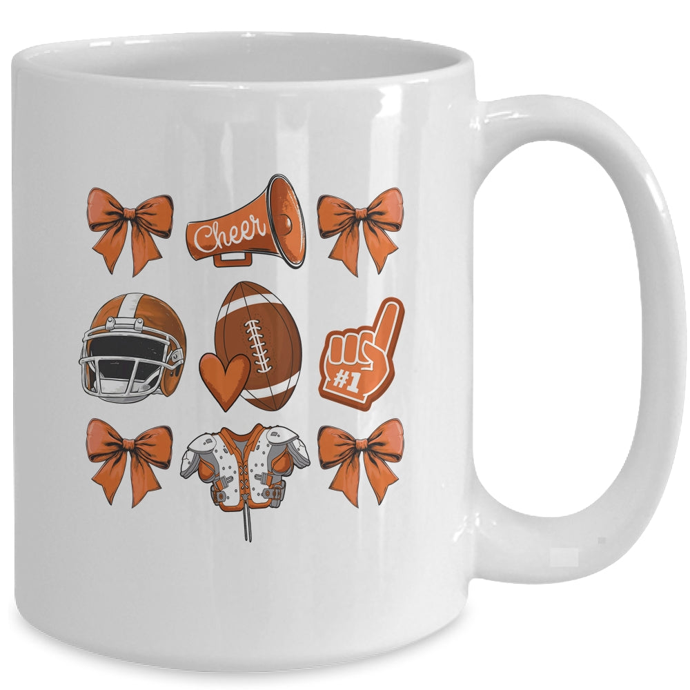 Football Coquette Bow Football Mom Game Cheer Cheerleader Mug | siriusteestore