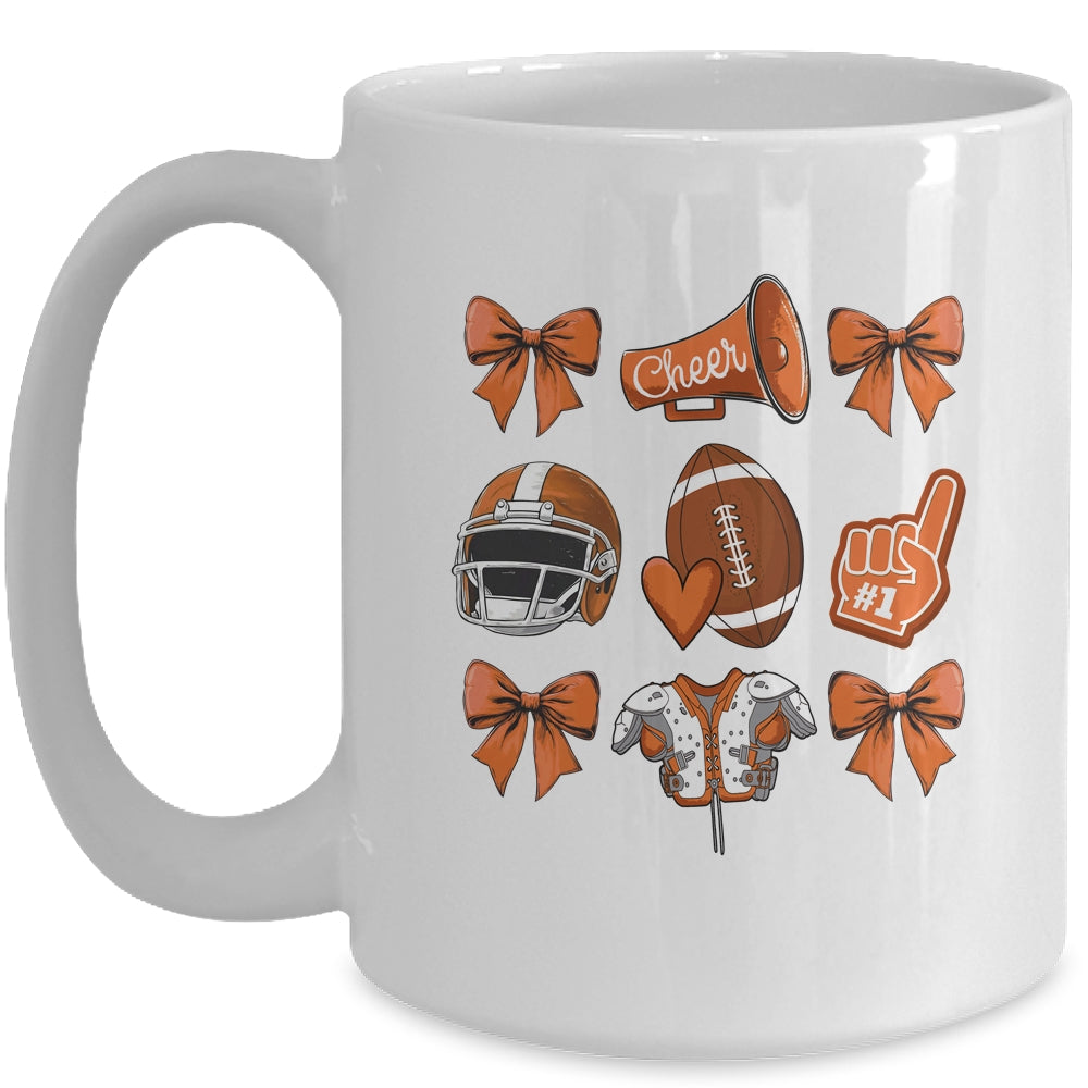Football Coquette Bow Football Mom Game Cheer Cheerleader Mug | siriusteestore