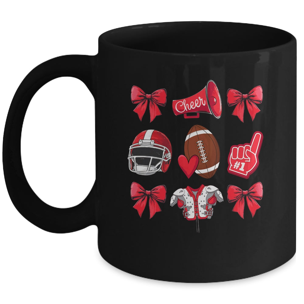 Football Game Coquette Bow Mom Cheer Cheerleader Women Girls Mug | siriusteestore