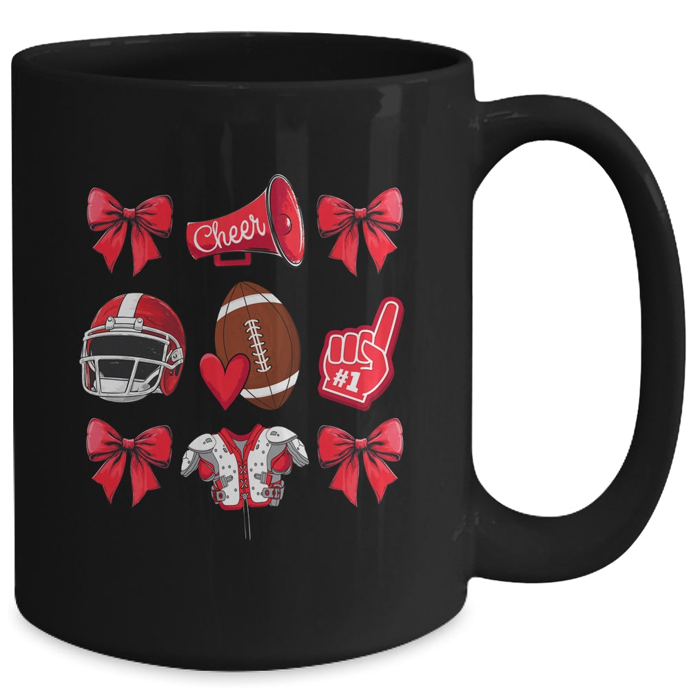 Football Game Coquette Bow Mom Cheer Cheerleader Women Girls Mug | siriusteestore