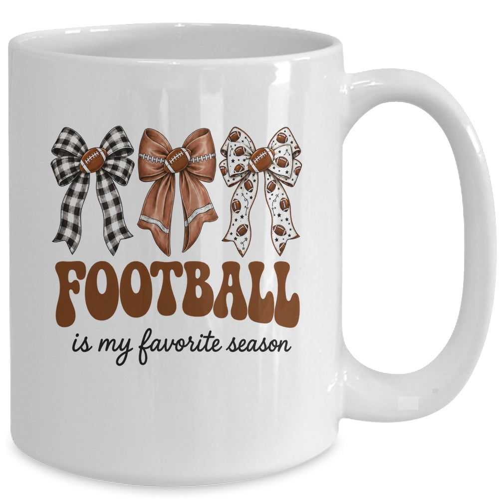 Football Is My Favorite Season Football Bow Game Day Mug | siriusteestore