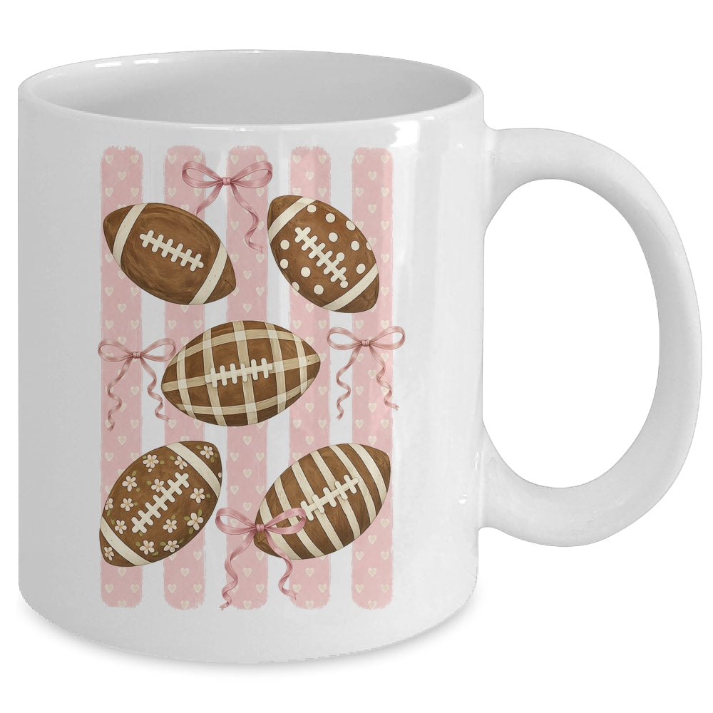 Football Mom Stripes Football High School Game Day Coquette Mug | siriusteestore