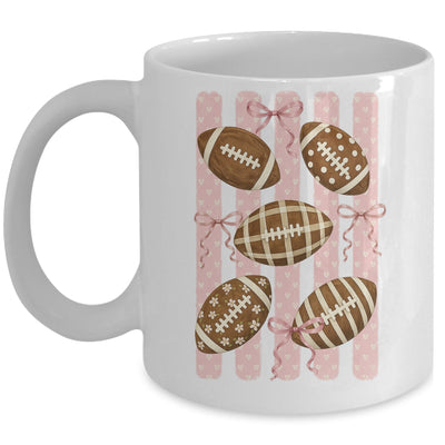 Football Mom Stripes Football High School Game Day Coquette Mug | siriusteestore