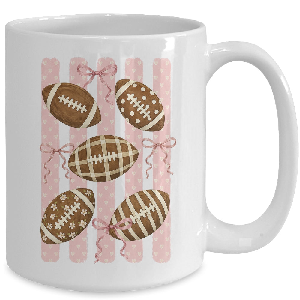 Football Mom Stripes Football High School Game Day Coquette Mug | siriusteestore