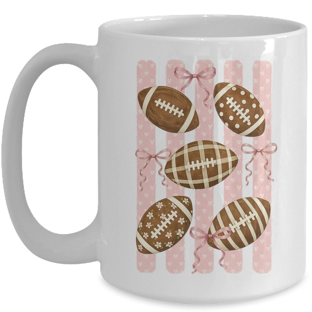 Football Mom Stripes Football High School Game Day Coquette Mug | siriusteestore
