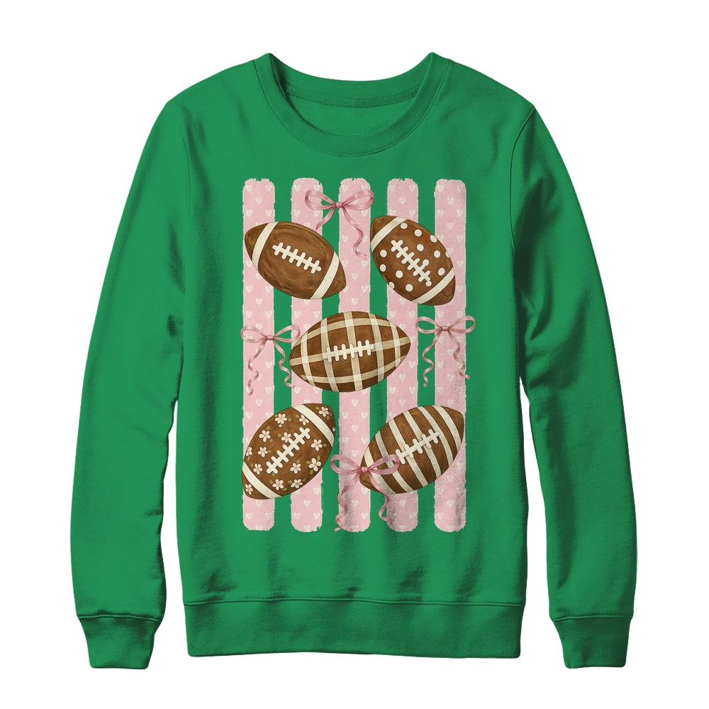 Football Mom Stripes Football High School Game Day Coquette Shirt & Sweatshirt | siriusteestore