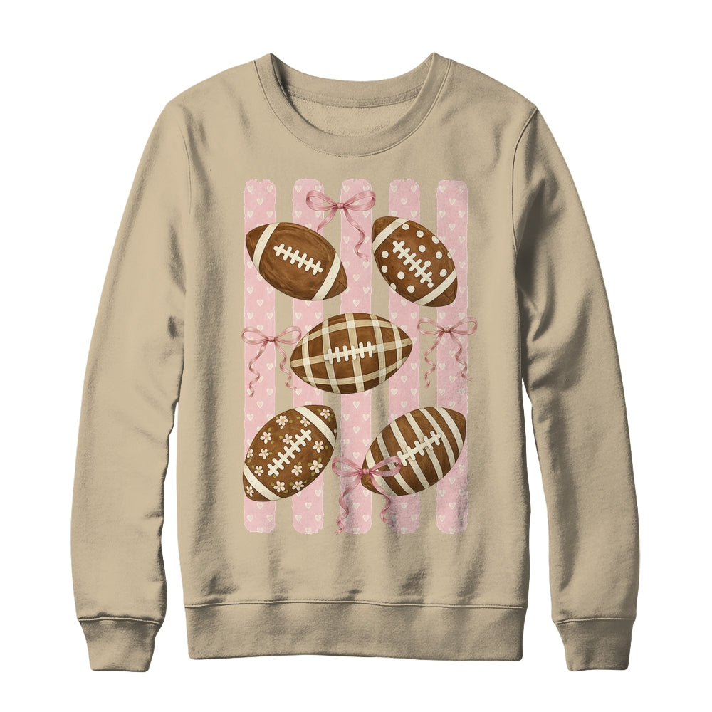 Football Mom Stripes Football High School Game Day Coquette Shirt & Sweatshirt | siriusteestore