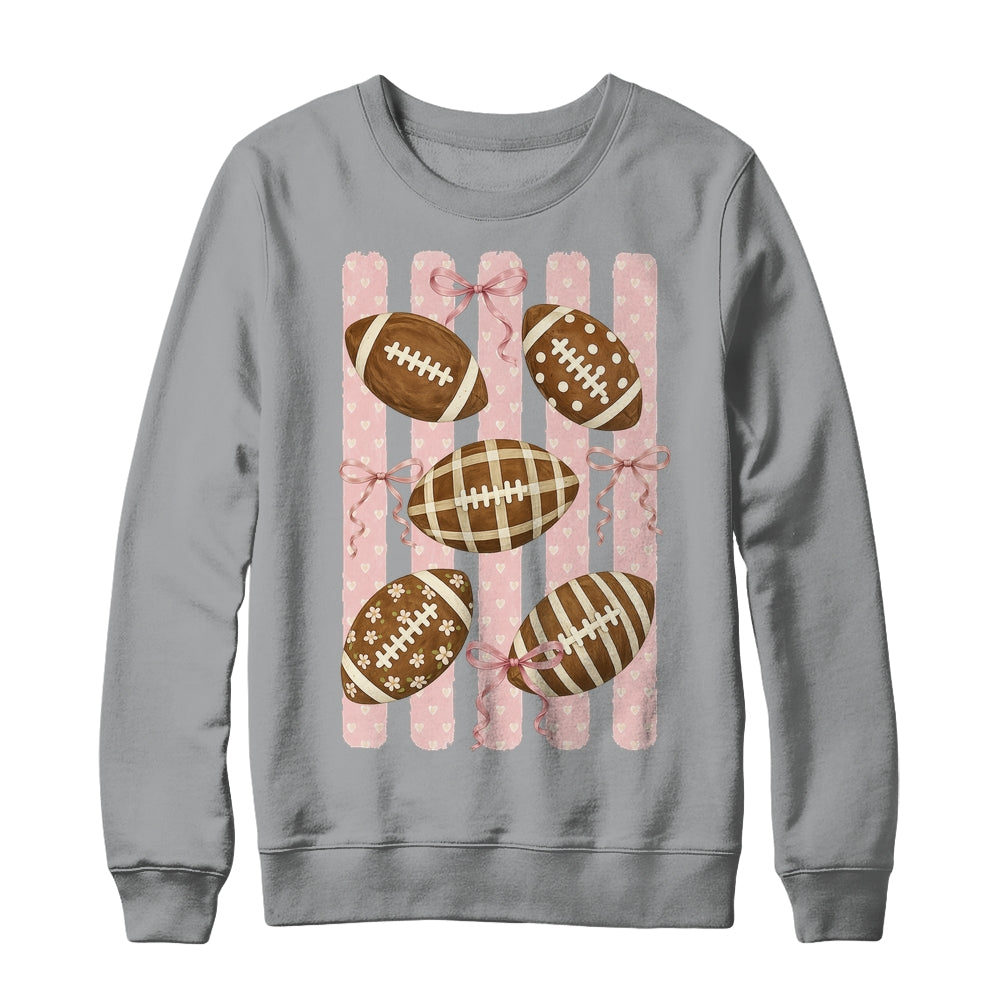 Football Mom Stripes Football High School Game Day Coquette Shirt & Sweatshirt | siriusteestore
