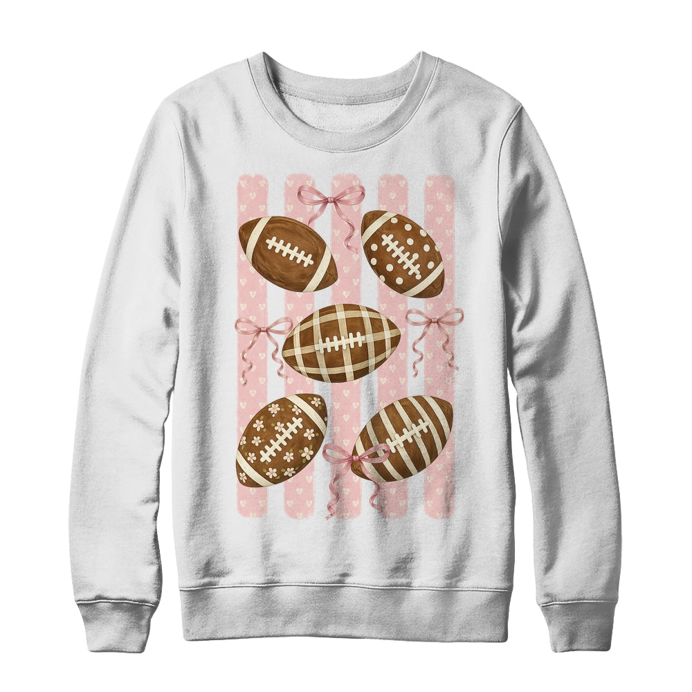 Football Mom Stripes Football High School Game Day Coquette Shirt & Sweatshirt | siriusteestore