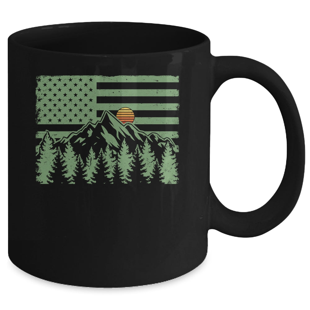 Forest Tree Wildlife Nature Outdoor American USA Flag Forest Mug | siriusteestore