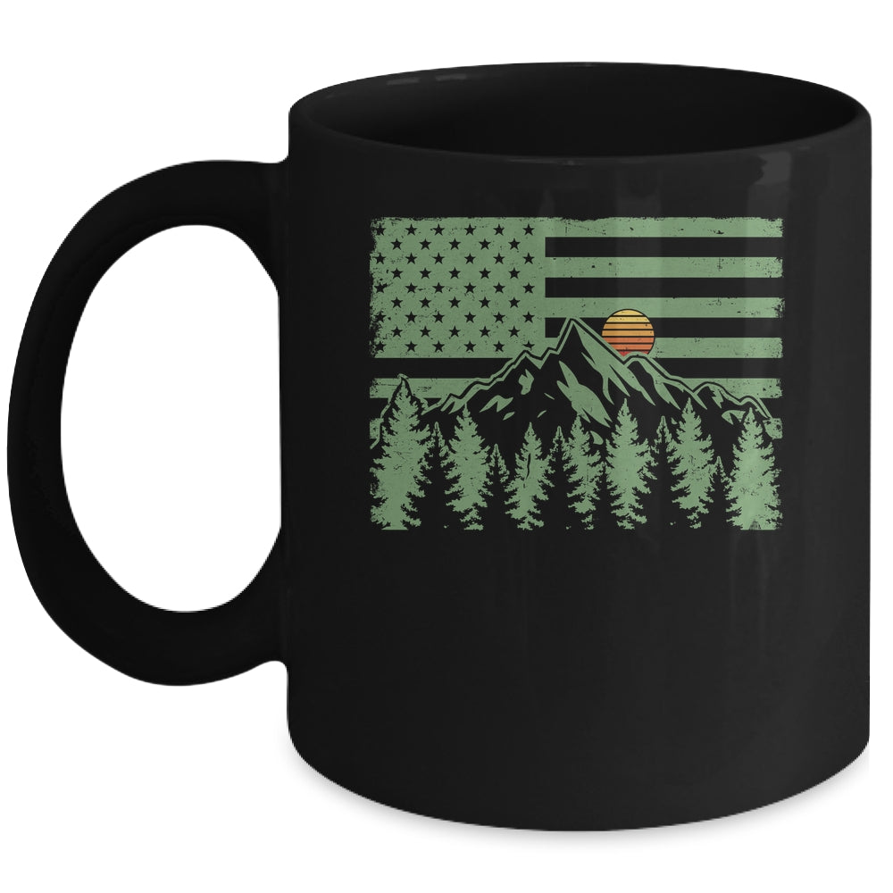 Forest Tree Wildlife Nature Outdoor American USA Flag Forest Mug | siriusteestore