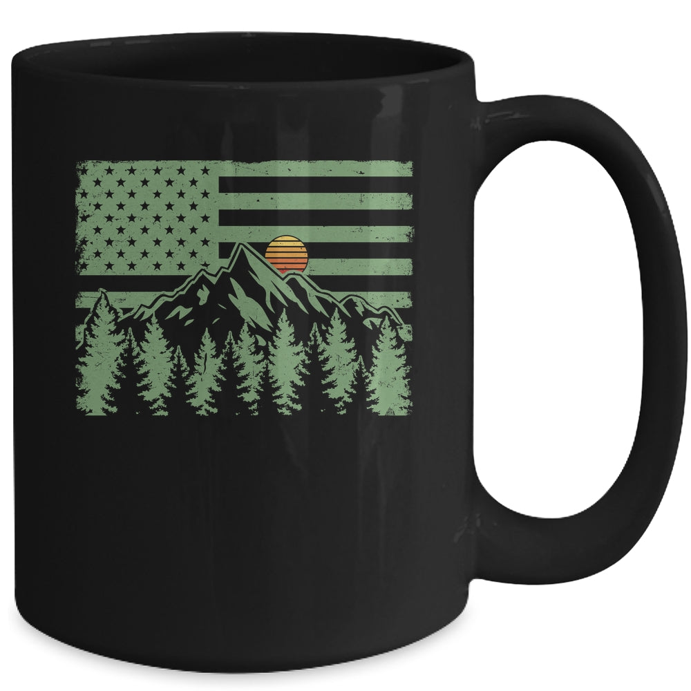 Forest Tree Wildlife Nature Outdoor American USA Flag Forest Mug | siriusteestore