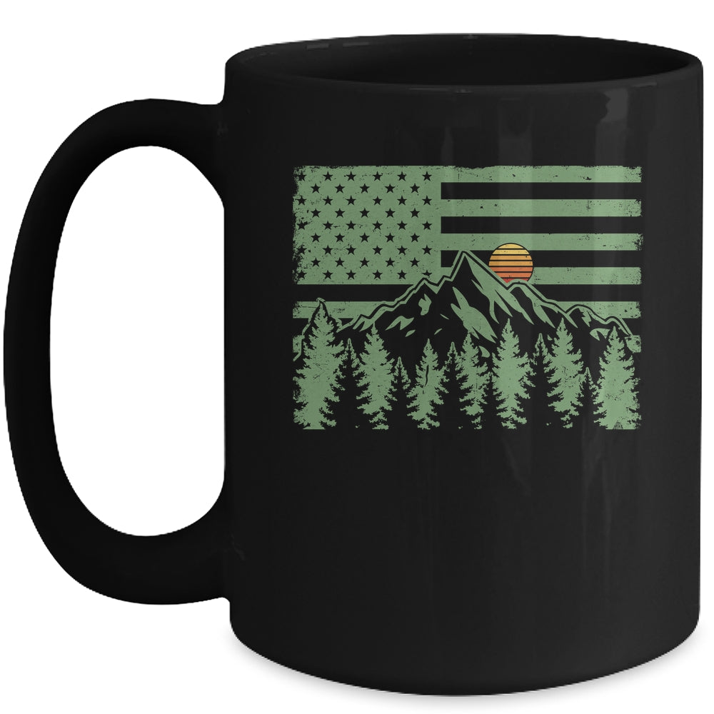 Forest Tree Wildlife Nature Outdoor American USA Flag Forest Mug | siriusteestore