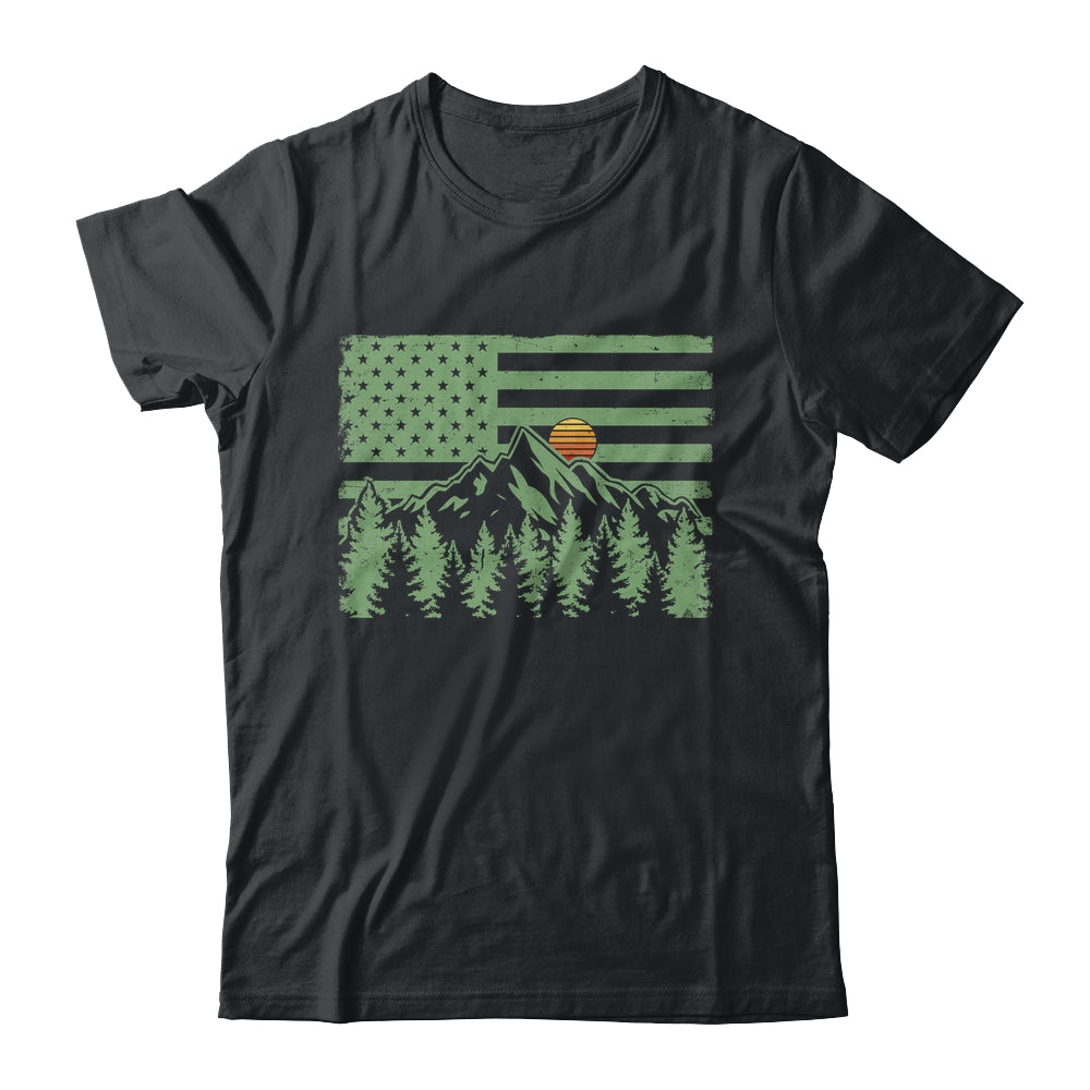 Forest Tree Wildlife Nature Outdoor American USA Flag Forest Shirt & Hoodie | siriusteestore