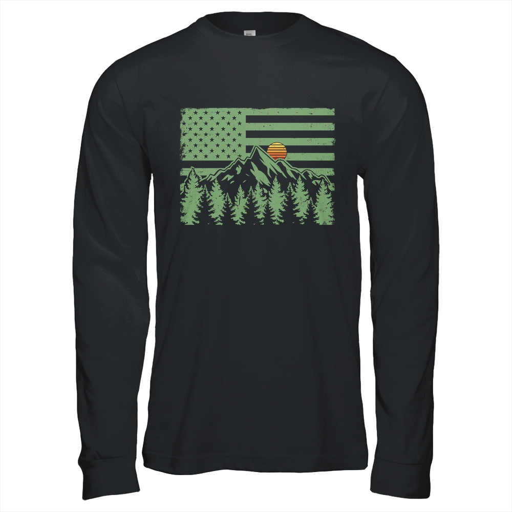 Forest Tree Wildlife Nature Outdoor American USA Flag Forest Shirt & Hoodie | siriusteestore