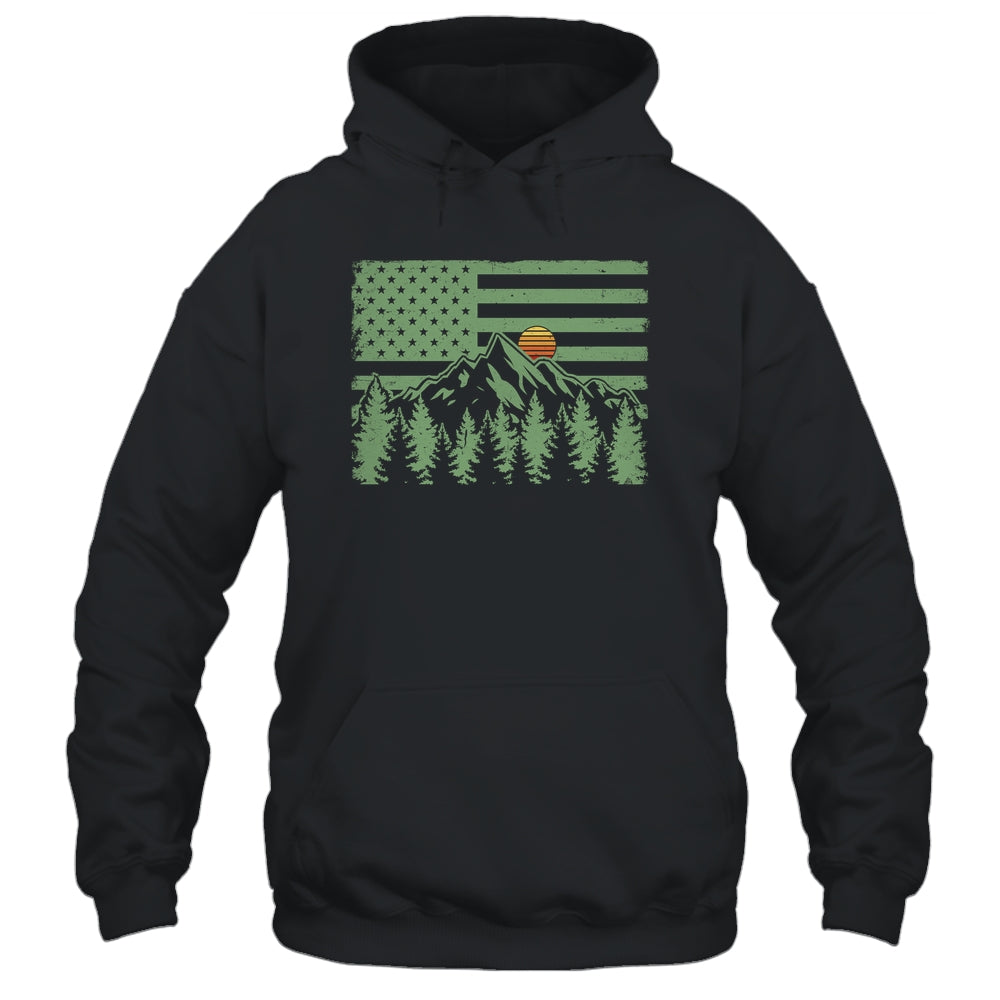 Forest Tree Wildlife Nature Outdoor American USA Flag Forest Shirt & Hoodie | siriusteestore
