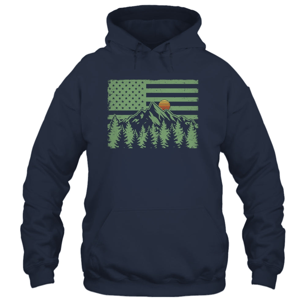 Forest Tree Wildlife Nature Outdoor American USA Flag Forest Shirt & Hoodie | siriusteestore