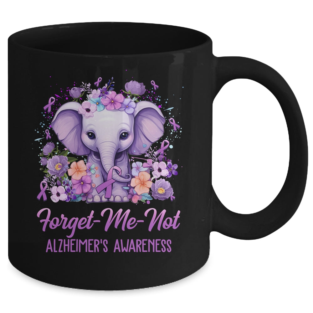 Forget Me Not Alzheimer's Awareness Month Elephant Flower Mug | siriusteestore