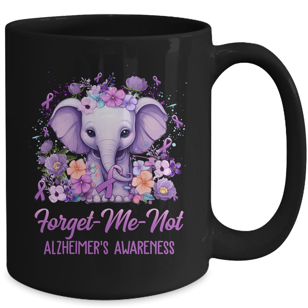 Forget Me Not Alzheimer's Awareness Month Elephant Flower Mug | siriusteestore