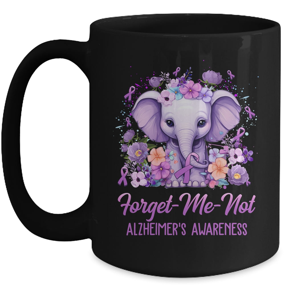 Forget Me Not Alzheimer's Awareness Month Elephant Flower Mug | siriusteestore