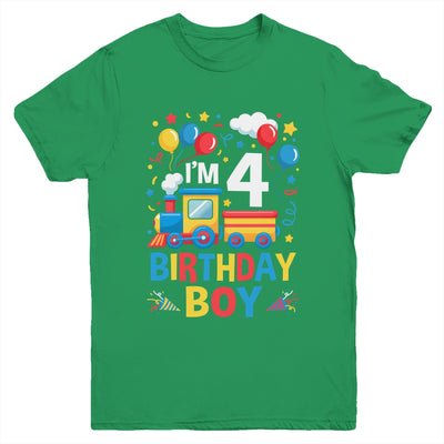 Four 4yr 4th Kids Boys Girls Train Birthday Boy 4 Years Old Youth Shirt | siriusteestore