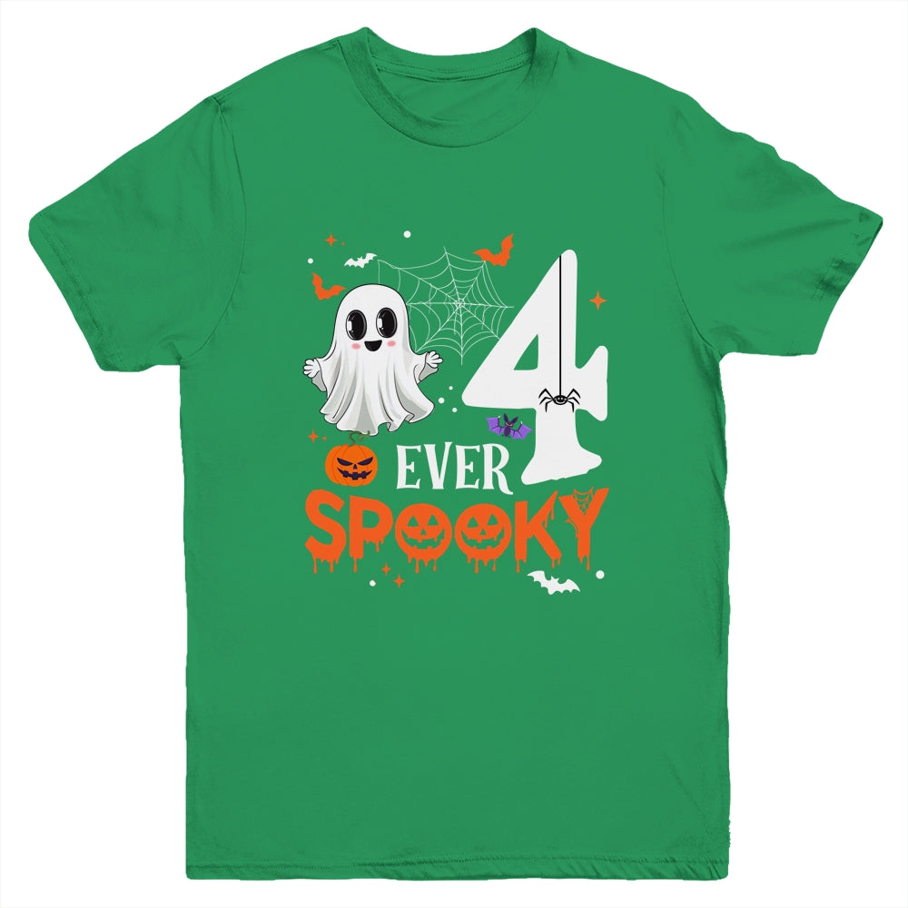 Four Ever Spooky Birthday Decorations Halloween 4th Birthday Youth Shirt | siriusteestore