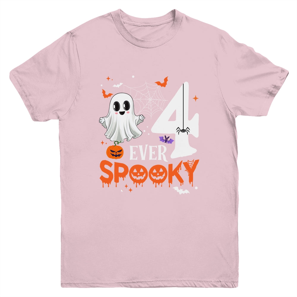 Four Ever Spooky Birthday Decorations Halloween 4th Birthday Youth Shirt | siriusteestore