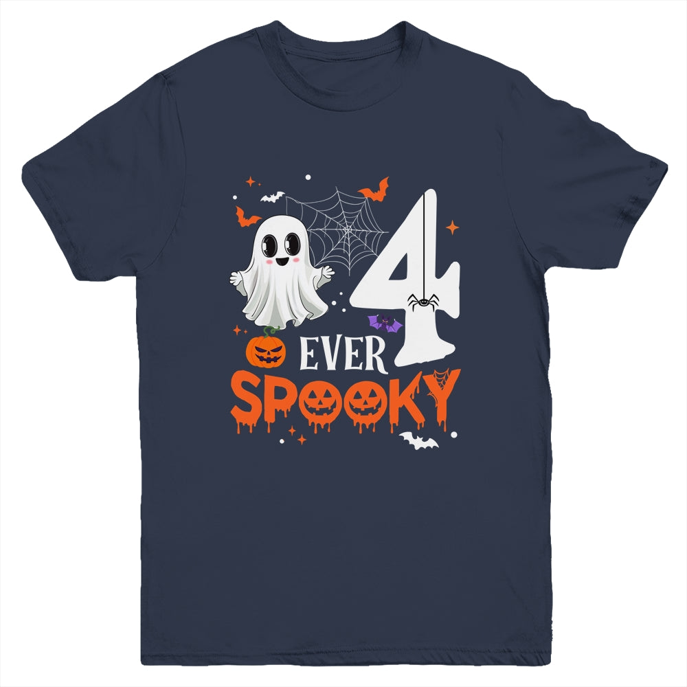 Four Ever Spooky Birthday Decorations Halloween 4th Birthday Youth Shirt | siriusteestore