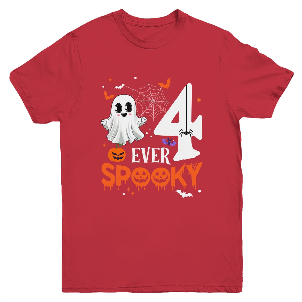 Four Ever Spooky Birthday Decorations Halloween 4th Birthday Youth Shirt | siriusteestore