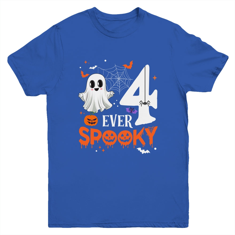 Four Ever Spooky Birthday Decorations Halloween 4th Birthday Youth Shirt | siriusteestore