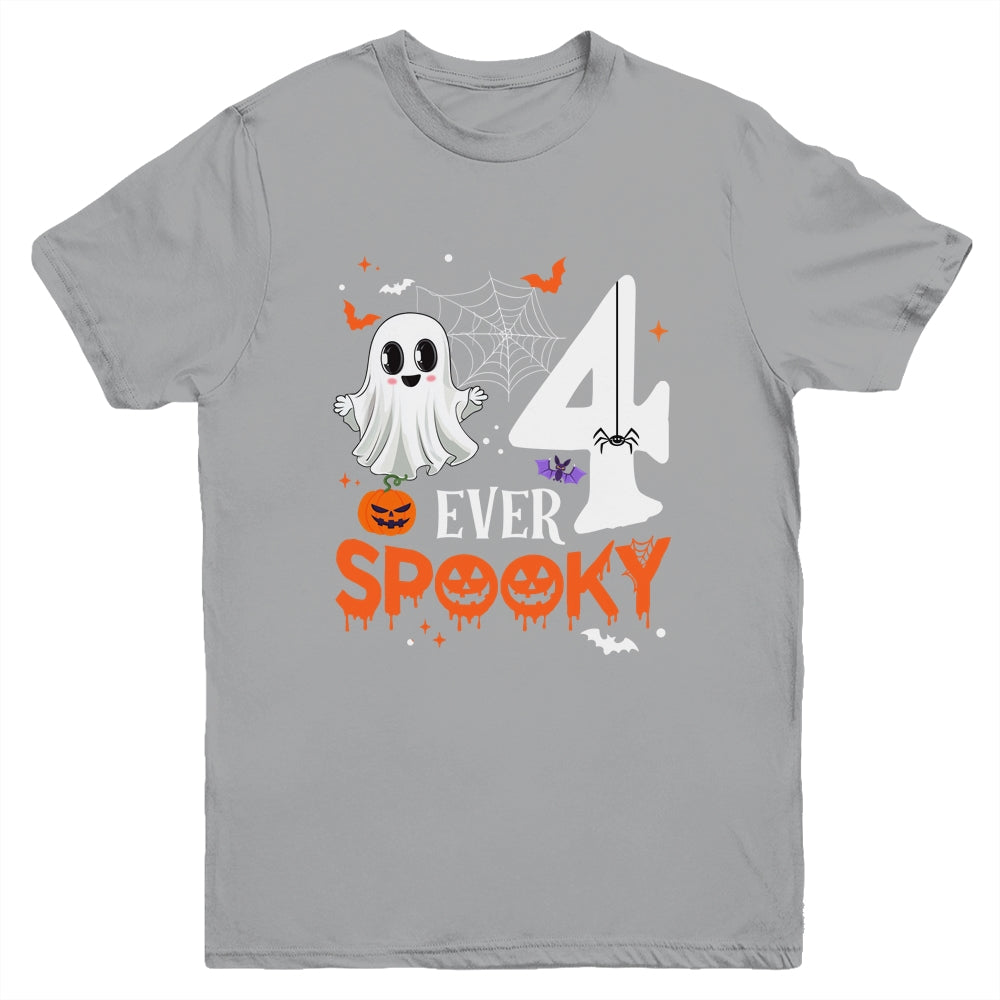 Four Ever Spooky Birthday Decorations Halloween 4th Birthday Youth Shirt | siriusteestore