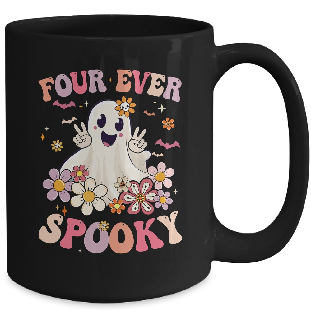 Four Ever Spooky Halloween 4th Birthday Party Decorations Mug | siriusteestore