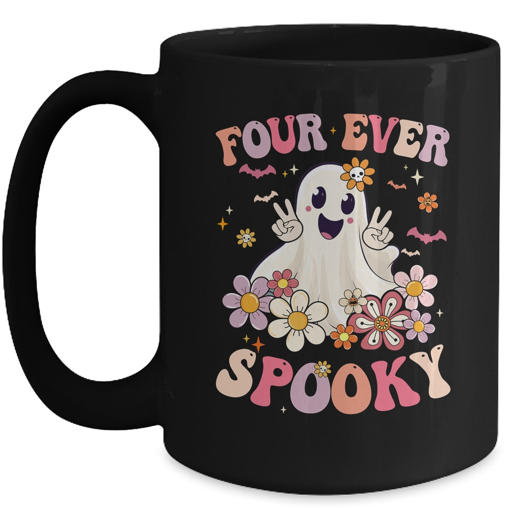 Four Ever Spooky Halloween 4th Birthday Party Decorations Mug | siriusteestore