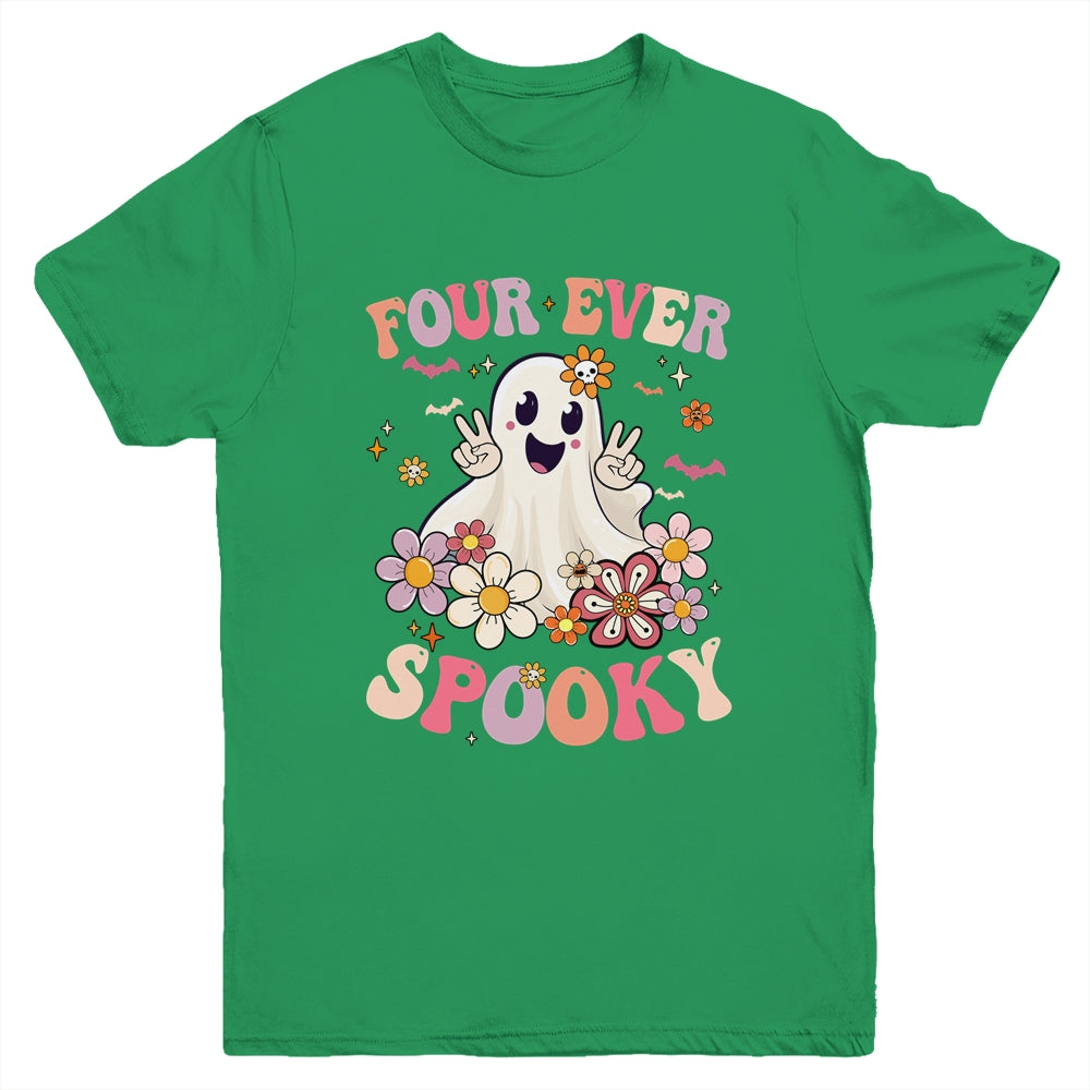 Four Ever Spooky Halloween 4th Birthday Party Decorations Youth Shirt | siriusteestore