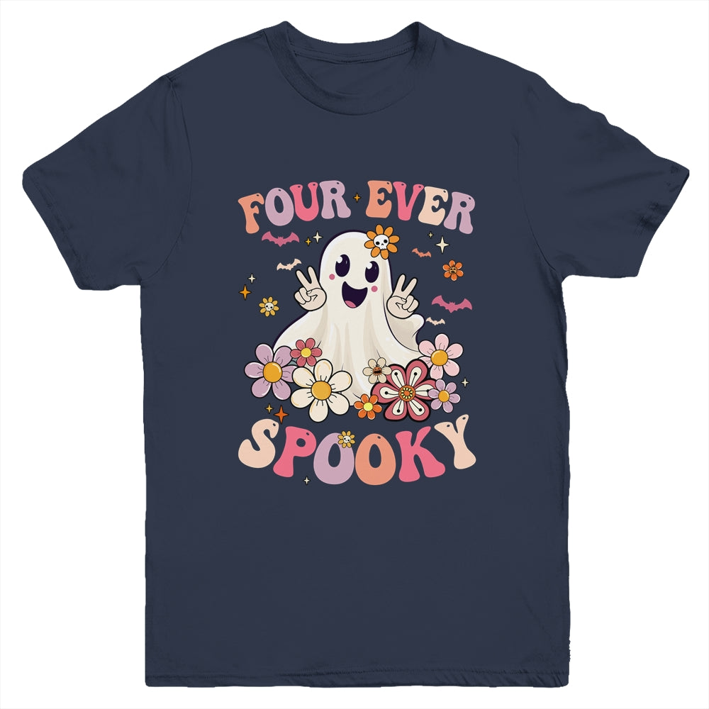 Four Ever Spooky Halloween 4th Birthday Party Decorations Youth Shirt | siriusteestore