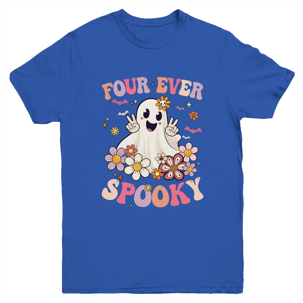 Four Ever Spooky Halloween 4th Birthday Party Decorations Youth Shirt | siriusteestore